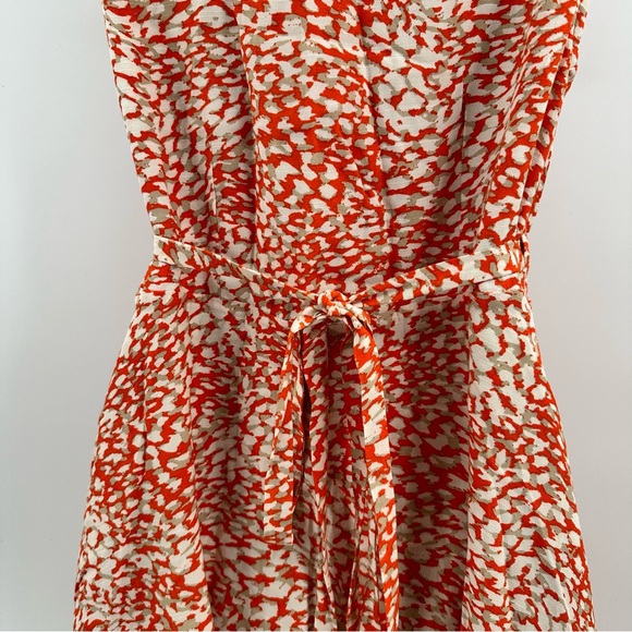 Free People French Quarter Animal Print Ruffle Wrap Boho Mini Dress Orange Tan M - Picture 10 of 11